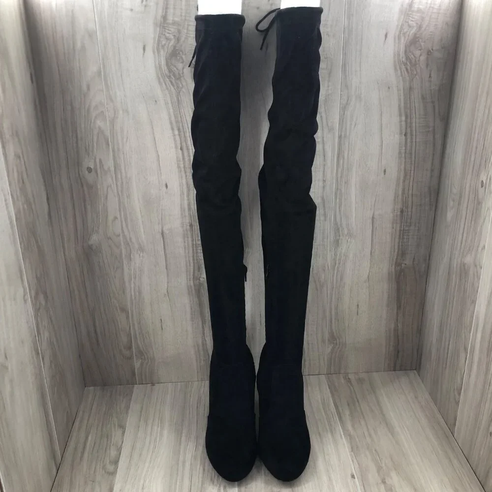 Oliva Ferguson OTK Boots Womens 8.5 Black Pull On Over The Knee